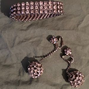 Fake Crystal earrings and bracelet